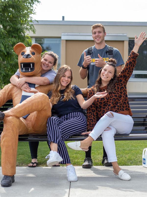 Photo of students at the Lion Bench